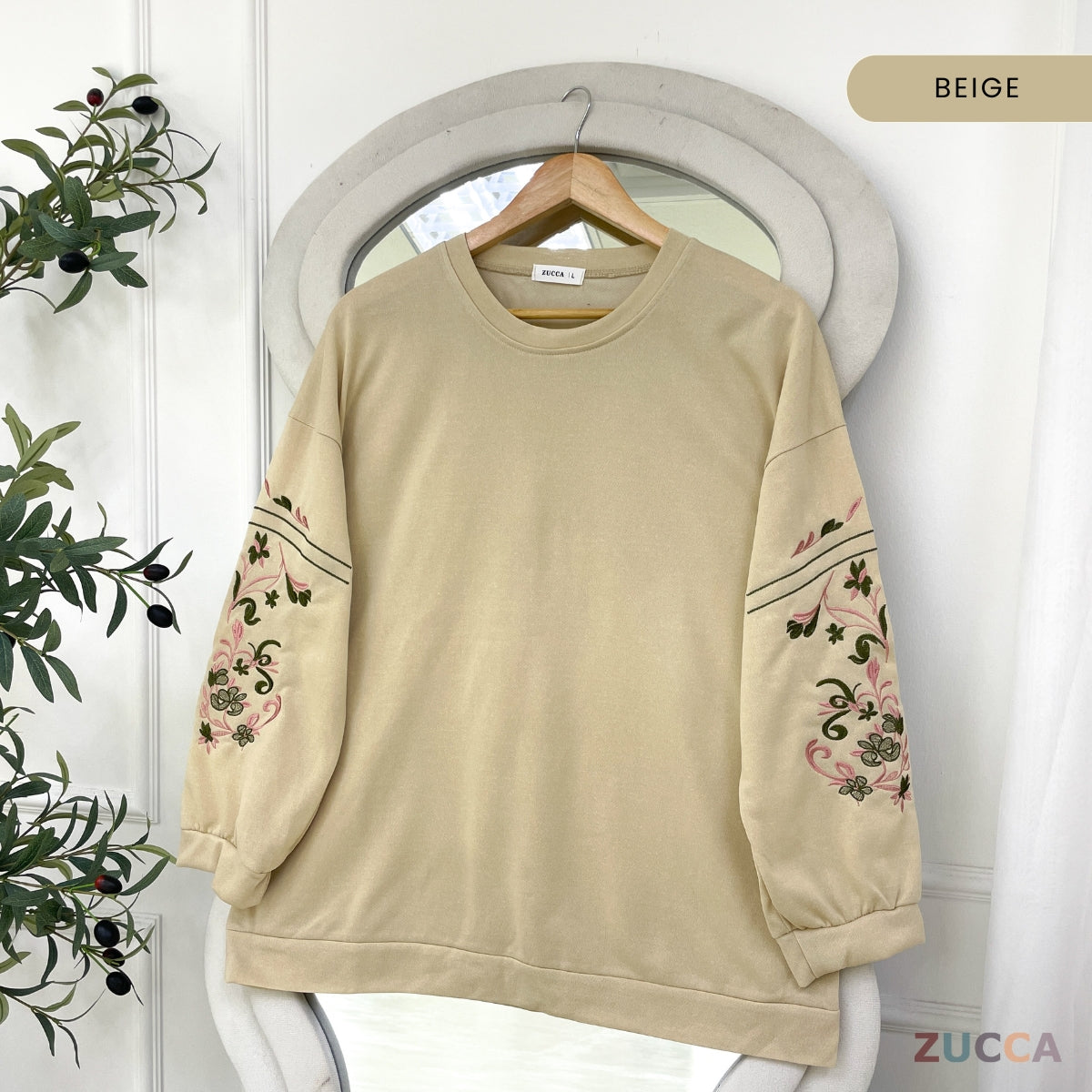 ZUCCA NELINA MODEST EMBROIDERED LONG SLEEVE WOMEN TOP - DM327