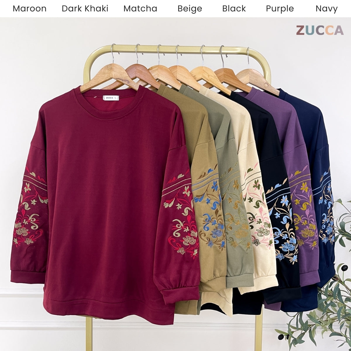 ZUCCA NELINA MODEST EMBROIDERED LONG SLEEVE WOMEN TOP - DM327