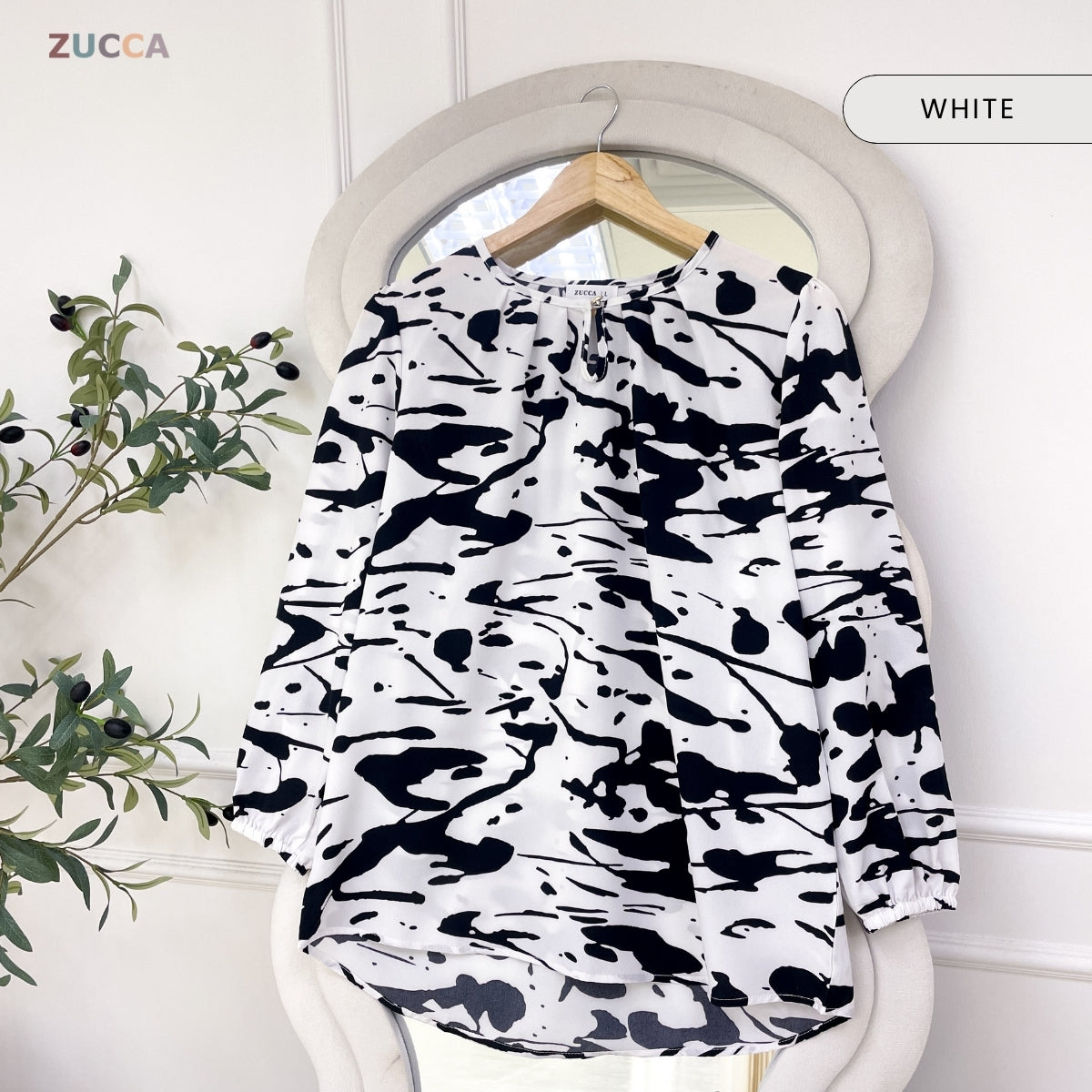 ZUCCA ZARELA WOMEN BLOUSE CASUAL PRINTED BLOUSE WANITA - DM330