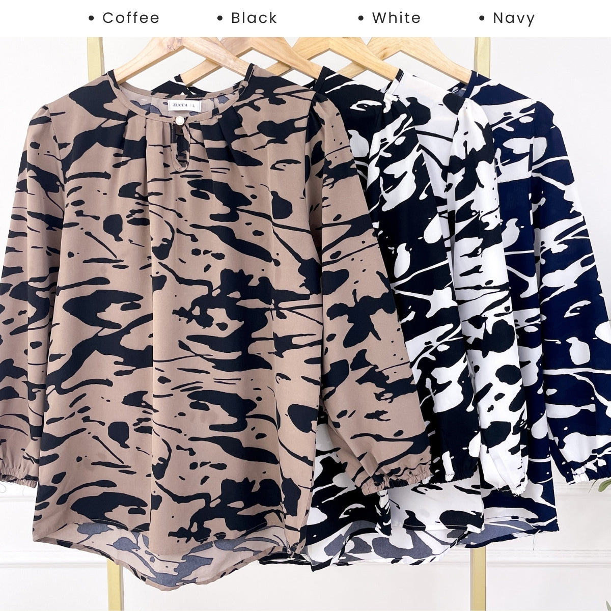 ZUCCA ZARELA WOMEN BLOUSE CASUAL PRINTED BLOUSE WANITA - DM330