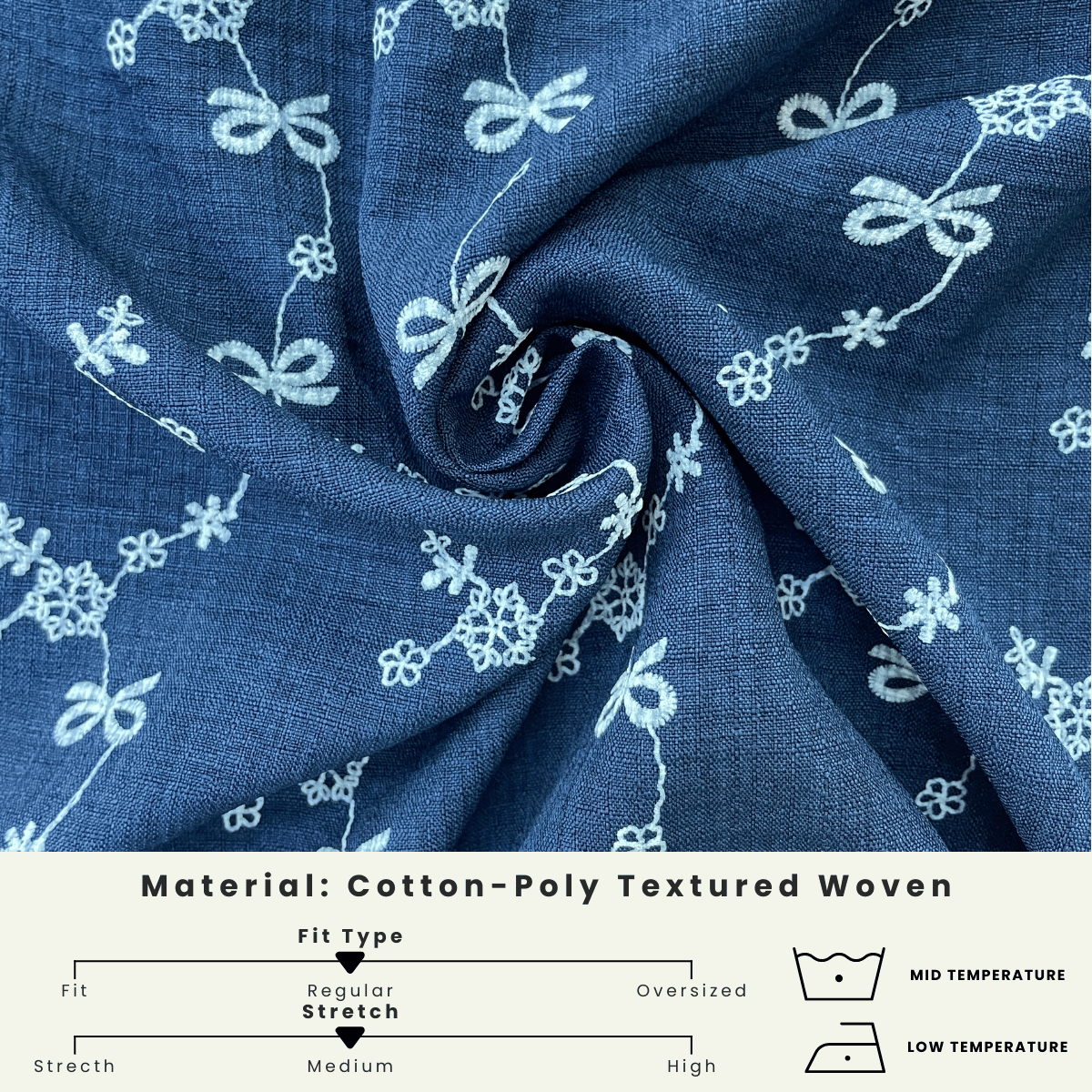 ZUCCA DELYRA EMBROIDERED RIBBON FLORAL MODEST BLOUSE - DM334