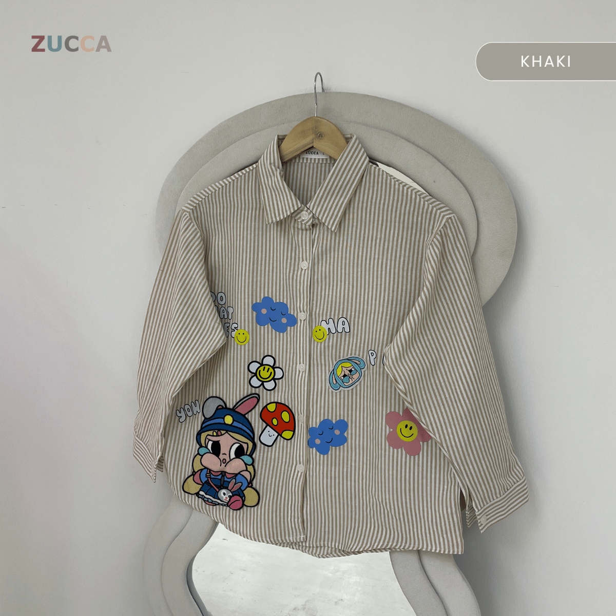 ZUCCA HAZEL EMBROIDERED STRIPE BLOUSE LONG SLEEVE - DM346