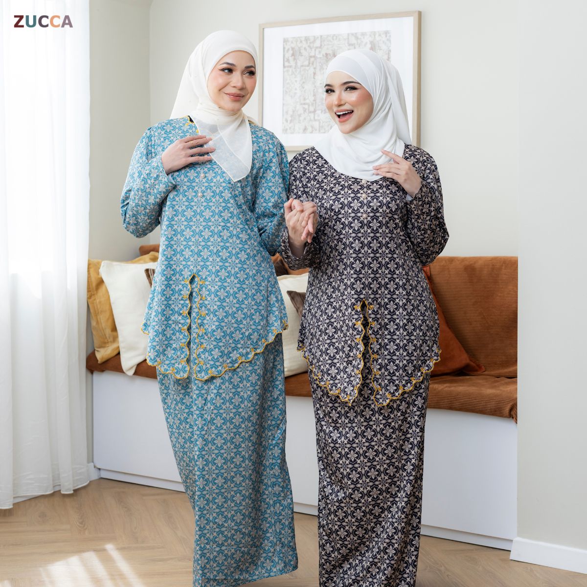 ZUCCA ROZITA KURUNG MODEST FLORAL PRINT SCALLOP EMBROIDERY - DMRAYA001