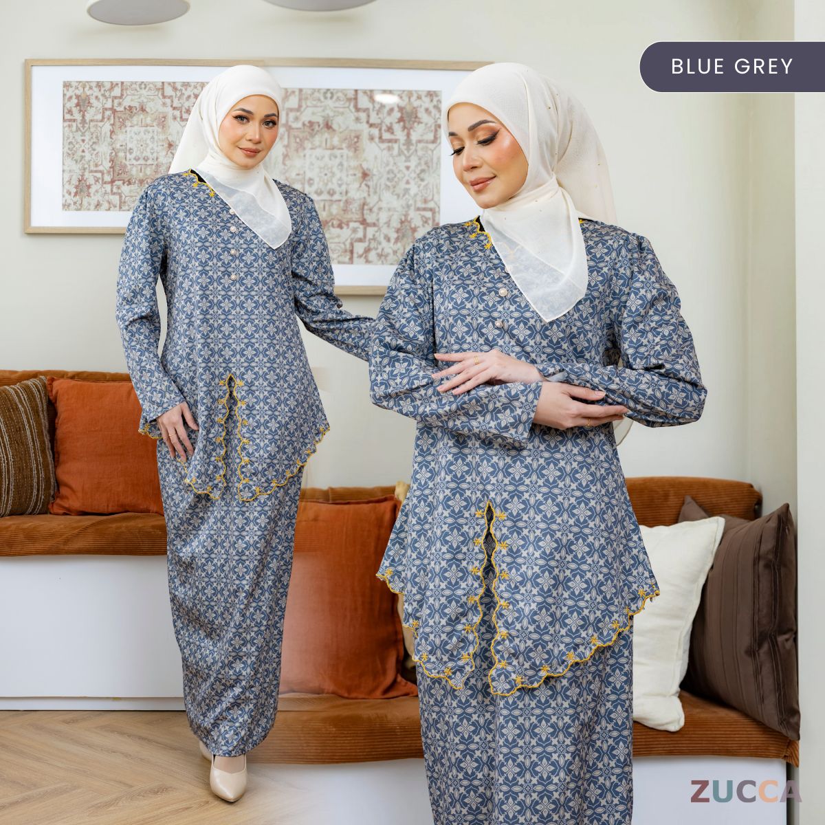 ZUCCA ROZITA KURUNG MODEST FLORAL PRINT SCALLOP EMBROIDERY - DMRAYA001
