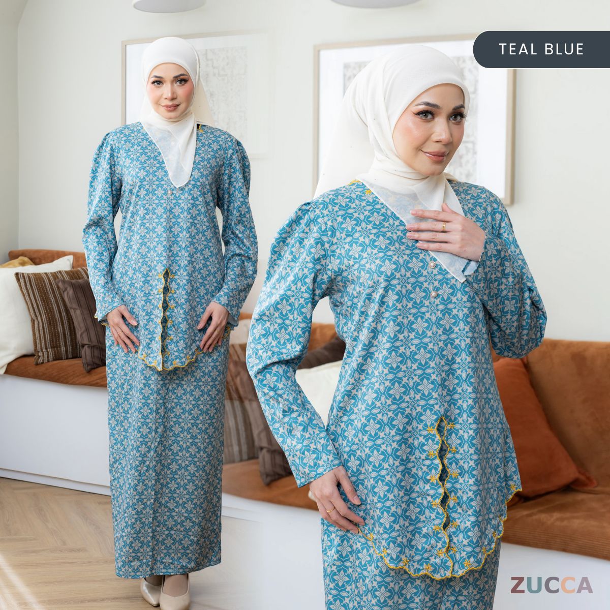 ZUCCA ROZITA KURUNG MODEST FLORAL PRINT SCALLOP EMBROIDERY - DMRAYA001