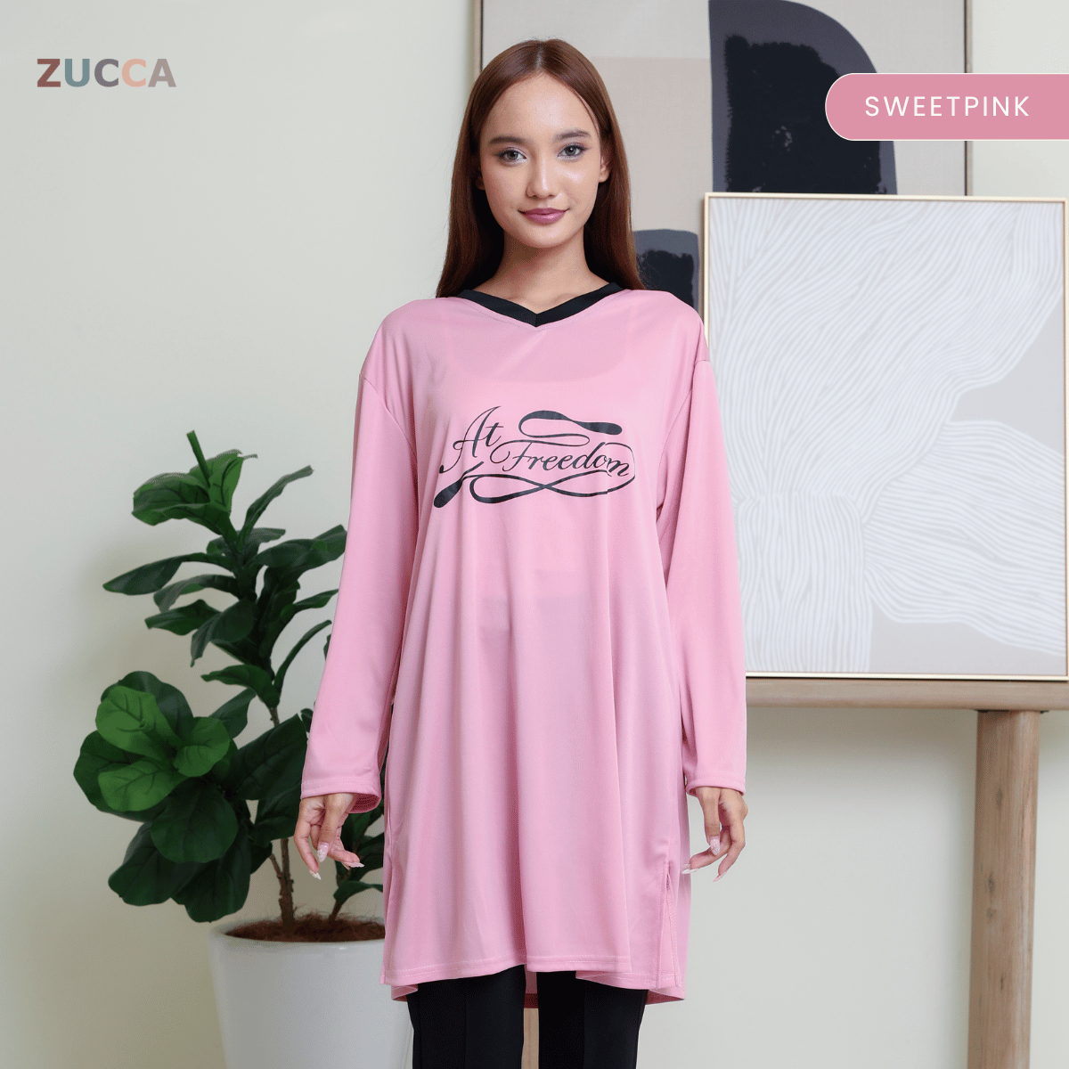 ZUCCA RAYNA WOMEN KASUAL SHIRT V-NECK - DMS1002