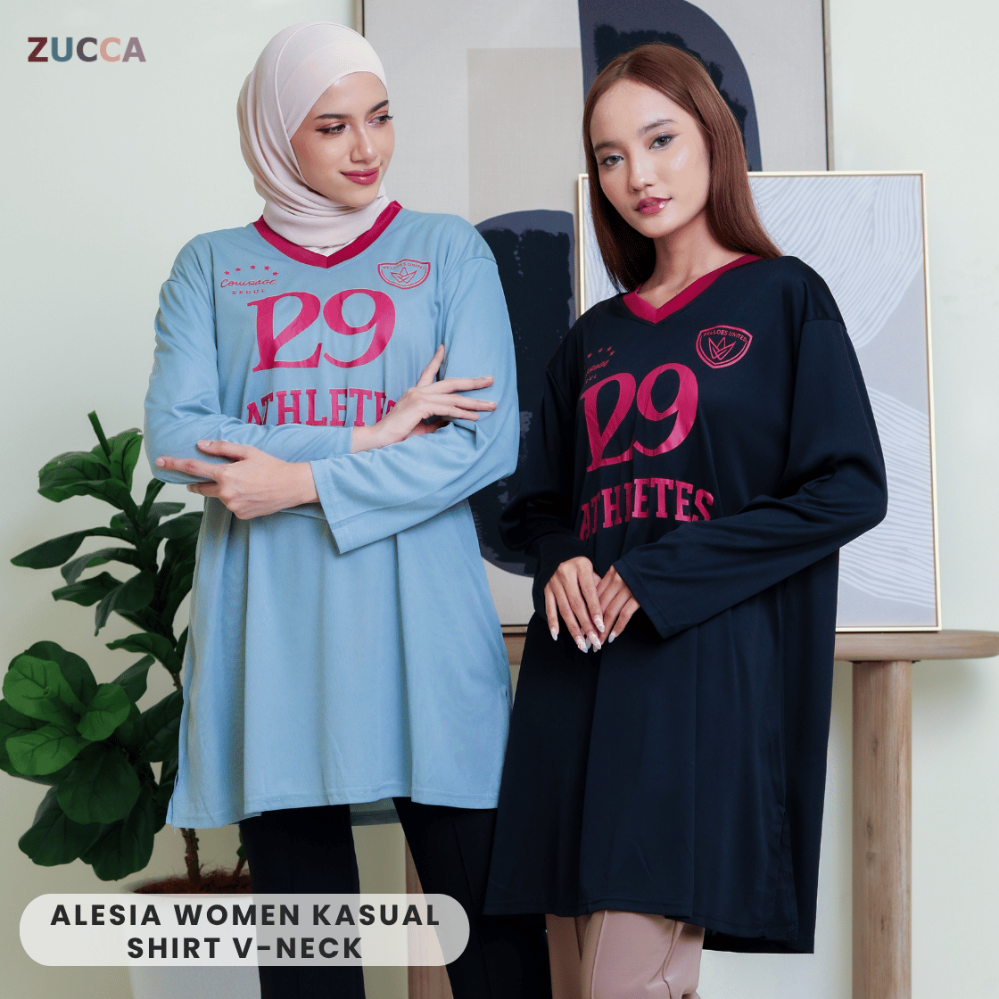 ZUCCA ALESIA KASUAL MUSLIMAH SHIRT V NECK - DMS1005