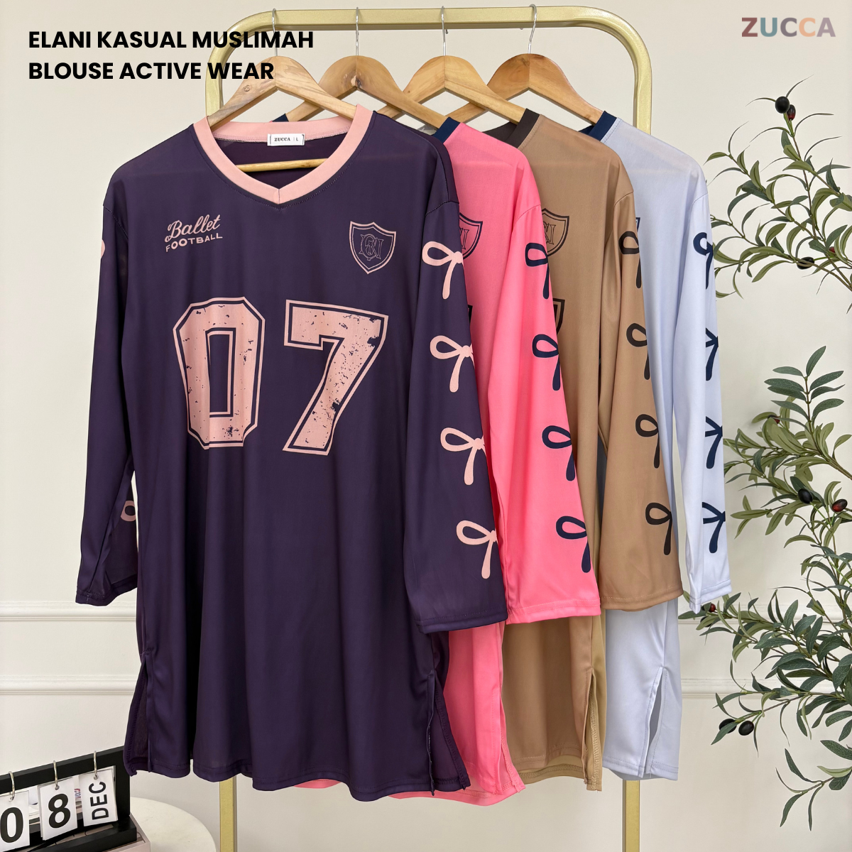 ZUCCA ELANI KASUAL MUSLIMAH BLOUSE ACTIVE WEAR - DMS1006
