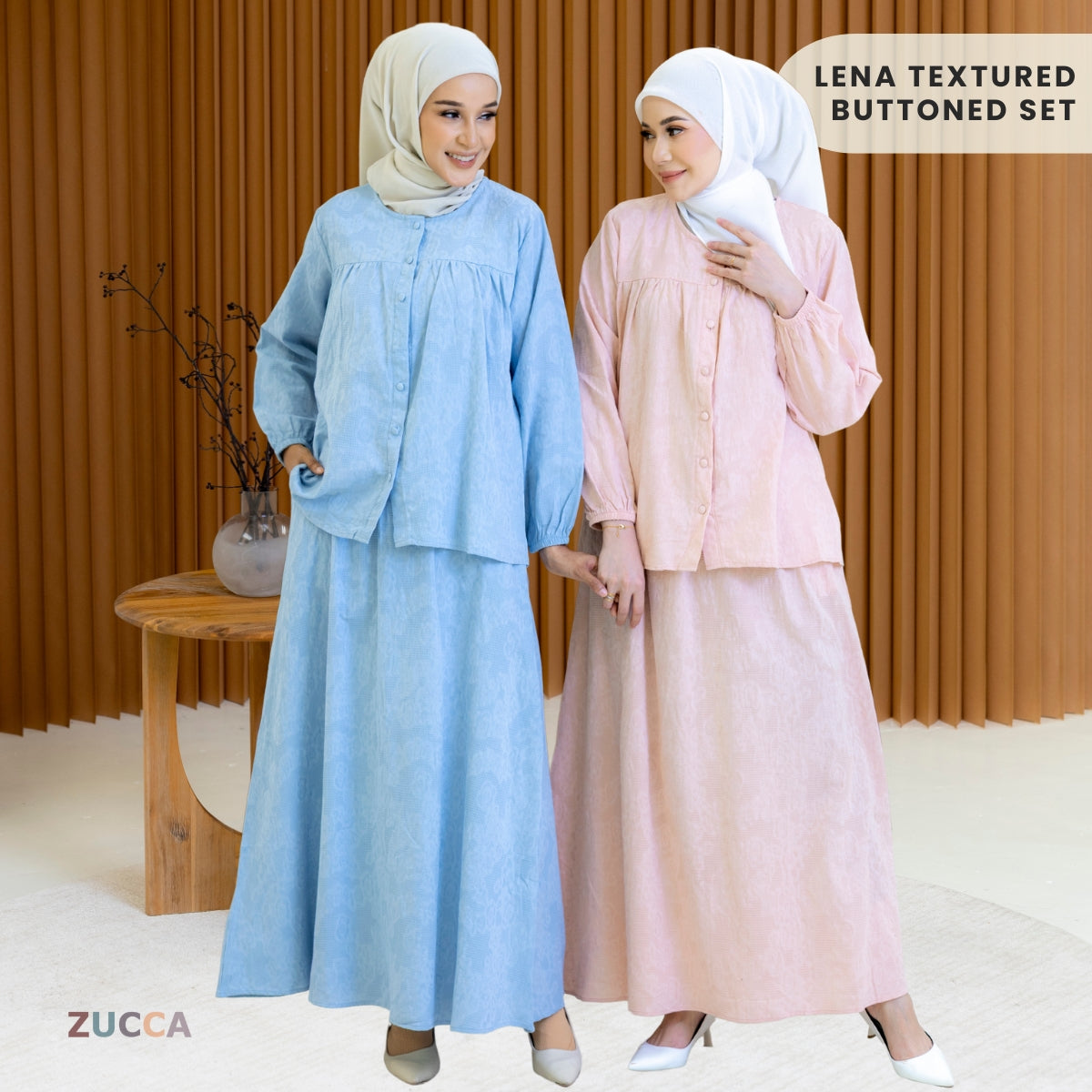 ZUCCA LENA SET BAJU BERBUTANG BERCORAK - DMSET004