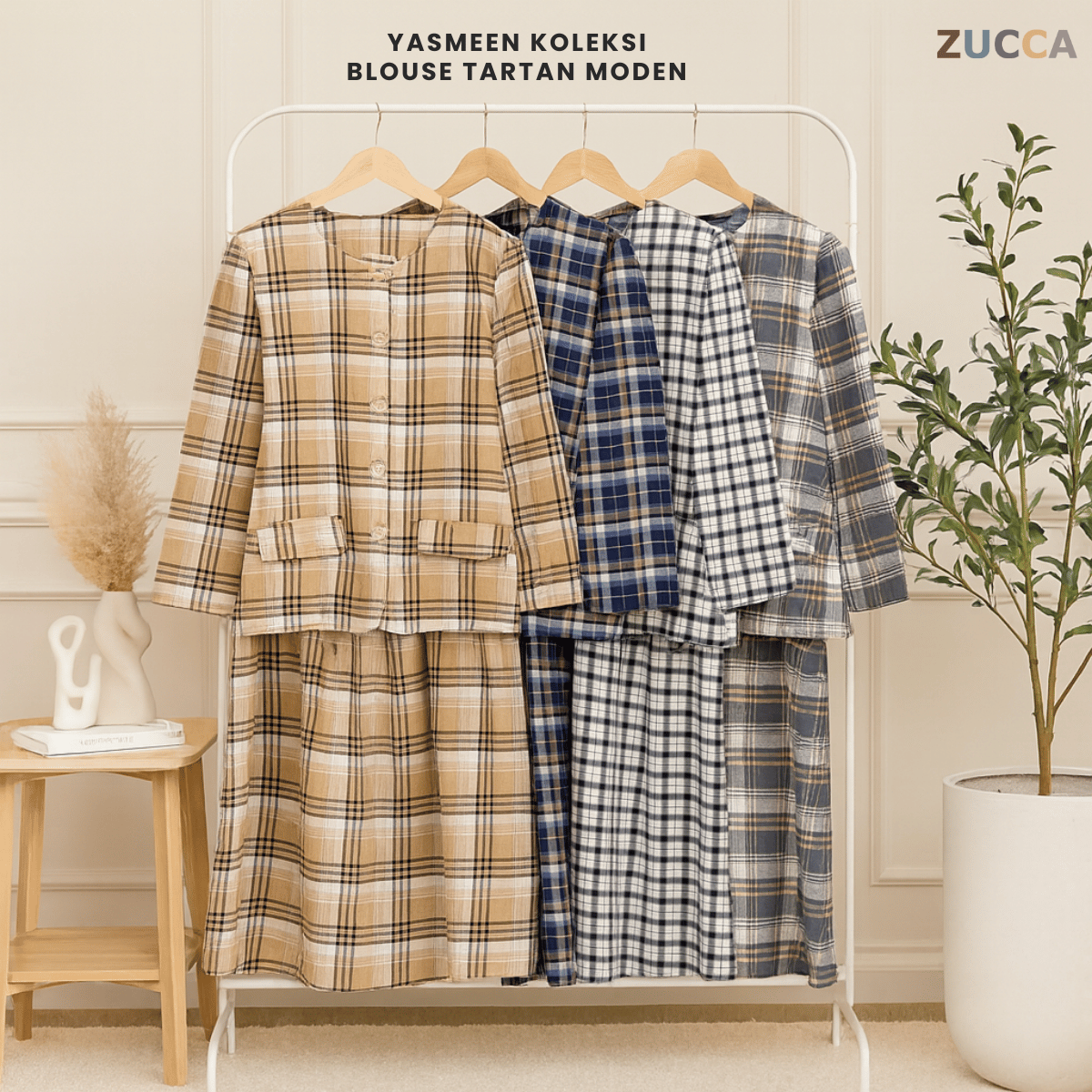 ZUCCA YASMEEN KOLEKSI BLOUSE TARTAN MODEN-DMSET007