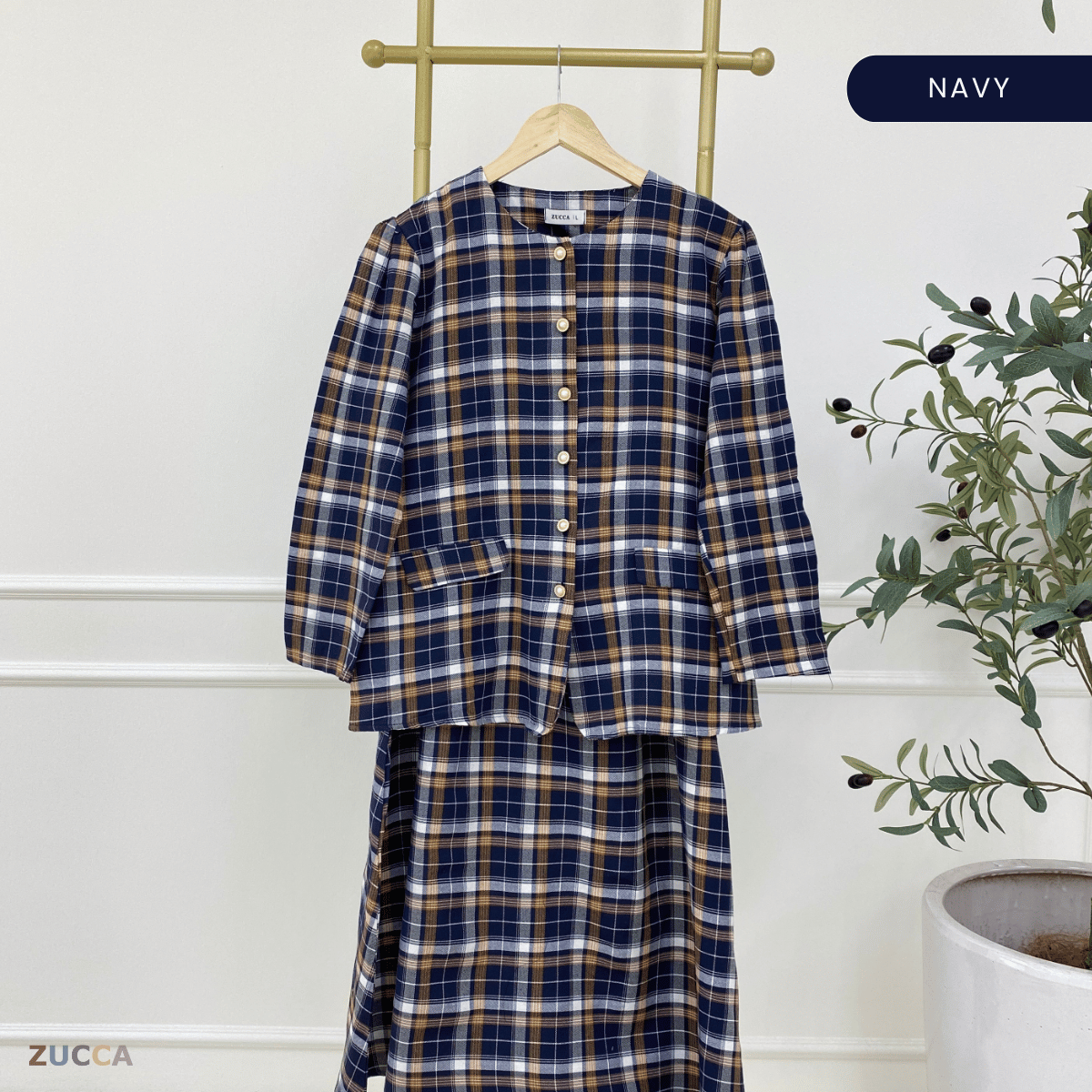 ZUCCA YASMEEN KOLEKSI BLOUSE TARTAN MODEN-DMSET007