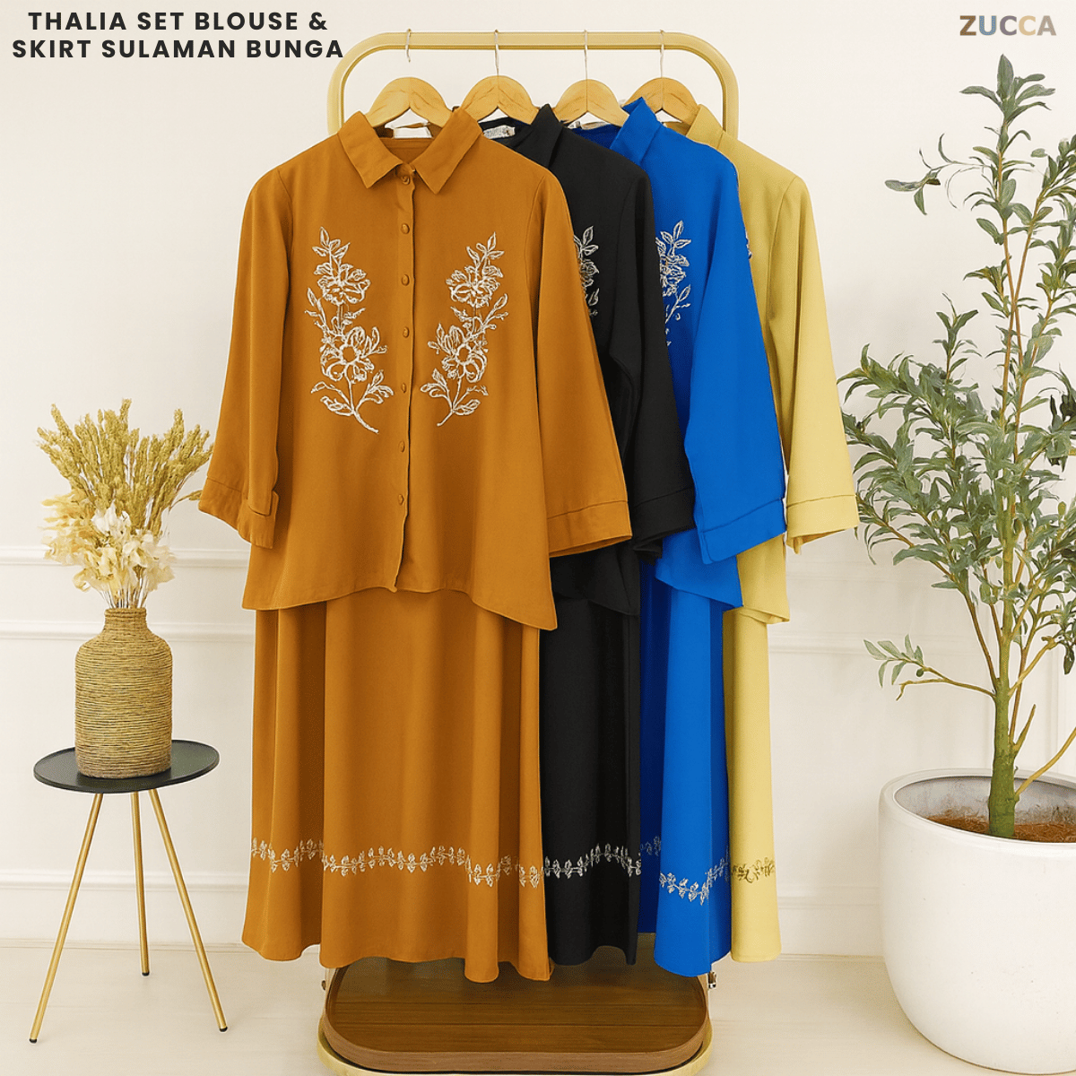 ZUCCA THALIA SET BLOUSE & SKIRT SULAMAN BUNGA-DMSET009