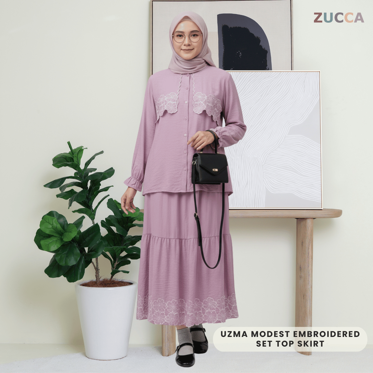 ZUCCA UZMA MODEST EMBROIDERED SET-DMSET013