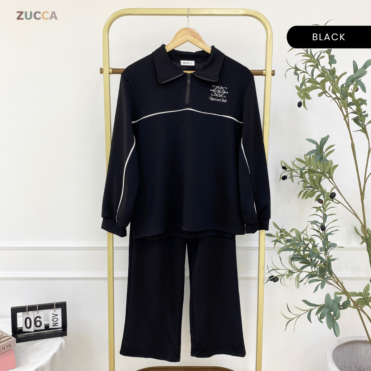 ZUCCA LINNIEY RELAXED HALF-ZIP TWO-PIECE SET-DMSET016