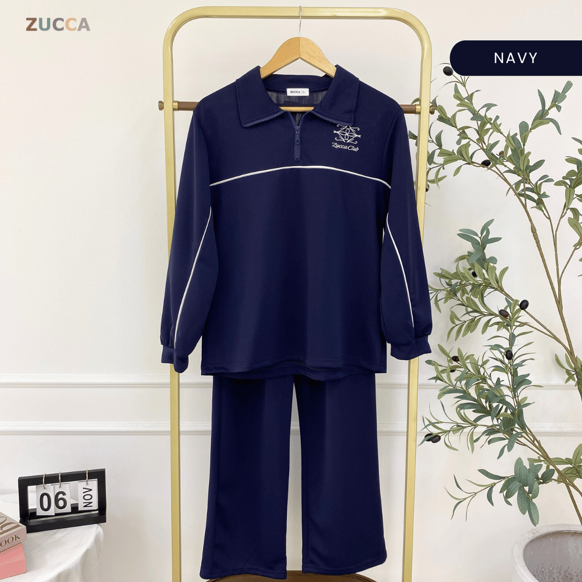 ZUCCA LINNIEY RELAXED HALF-ZIP TWO-PIECE SET-DMSET016