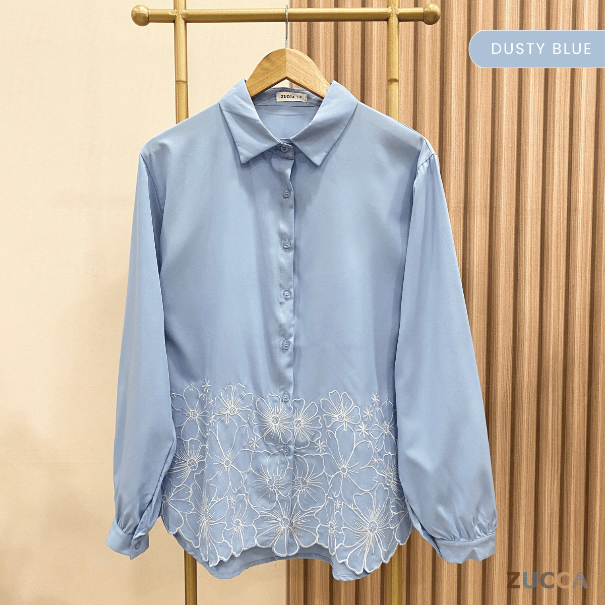 ZUCCA RUNI FLOWER EMBROIDERY WITH FULL BUTTON BLOUSE - DM231