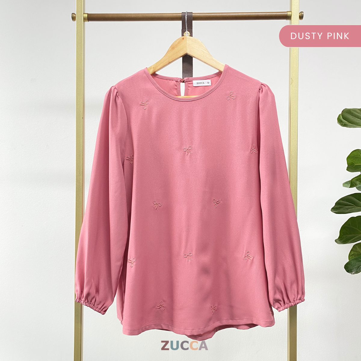 ZUCCA SUANA BOW EMBROIDERY PUFFED BLOUSE - MA030