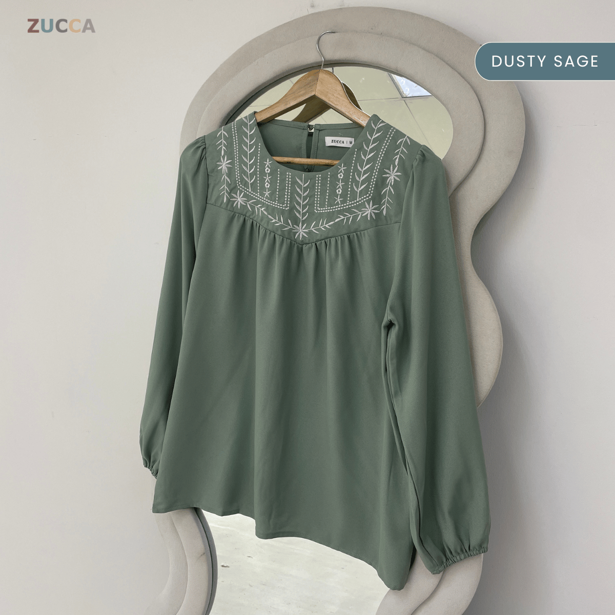 ZUCCA MARLA EMBROIDERED RELAXED MODEST BLOUSE - MA185