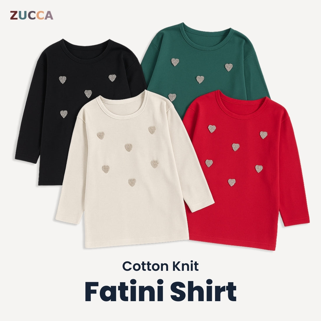 ZUCCA FATINI HEART EMBELLISHED COTTON KNIT SHIRT - MA057