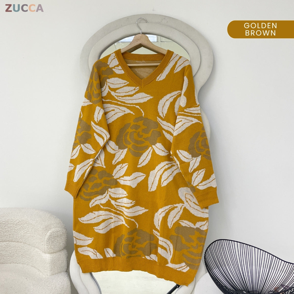 ZUCCA FRIDA WOMEN FLOWER ABSTRACT WAVE KNIT SWEATER - GC003 (B1068)