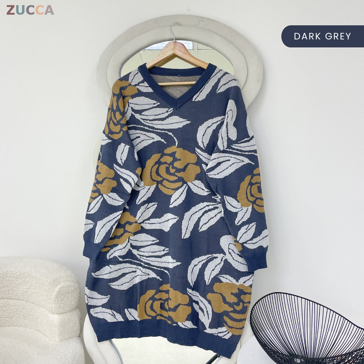 ZUCCA FRIDA WOMEN FLOWER ABSTRACT WAVE KNIT SWEATER - GC003 (B1068)