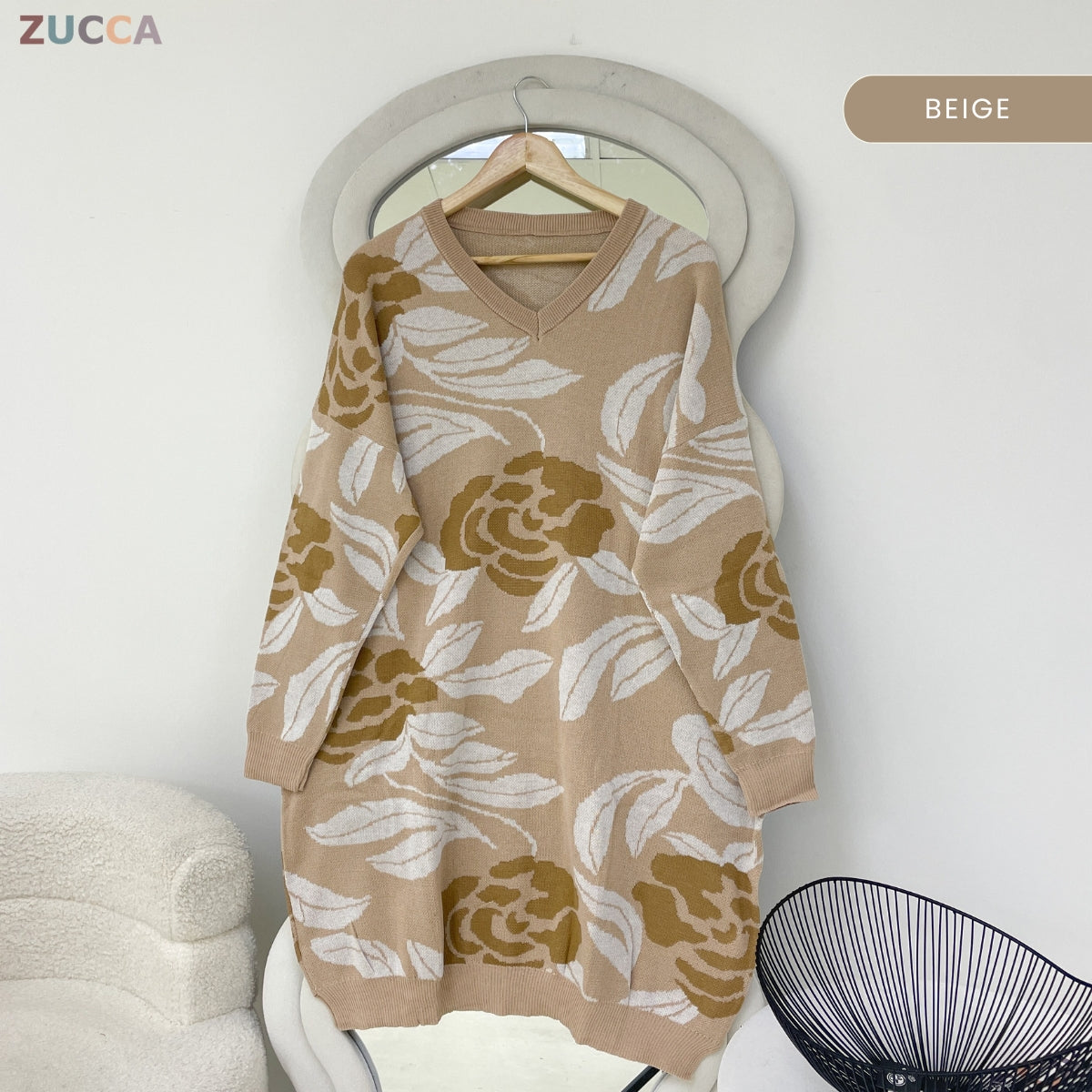 ZUCCA FRIDA WOMEN FLOWER ABSTRACT WAVE KNIT SWEATER - GC003 (B1068)