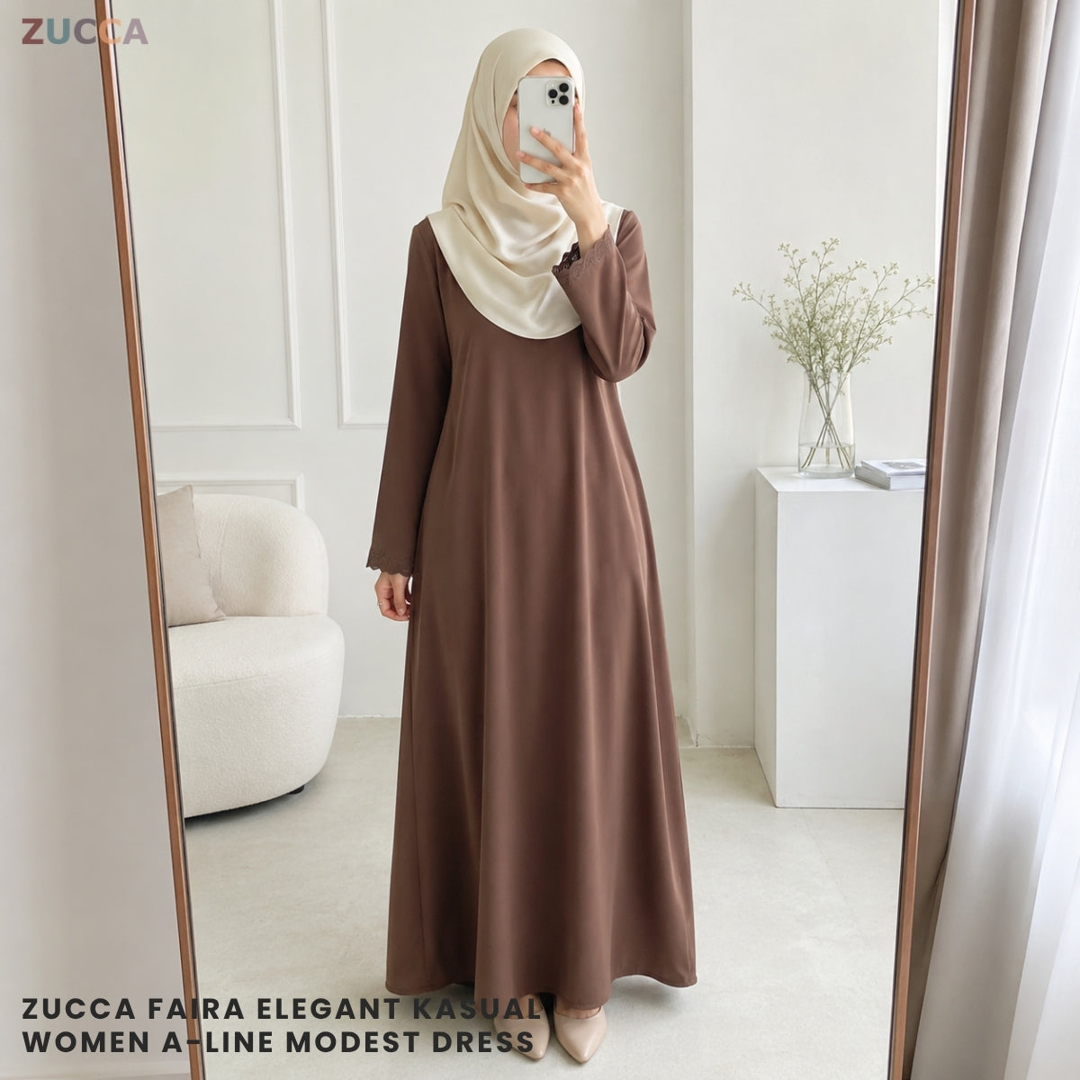 ZUCCA FAIRA ELEGANT KASUAL WOMEN A-LINE MODEST DRESS - GC004 (KT1047)