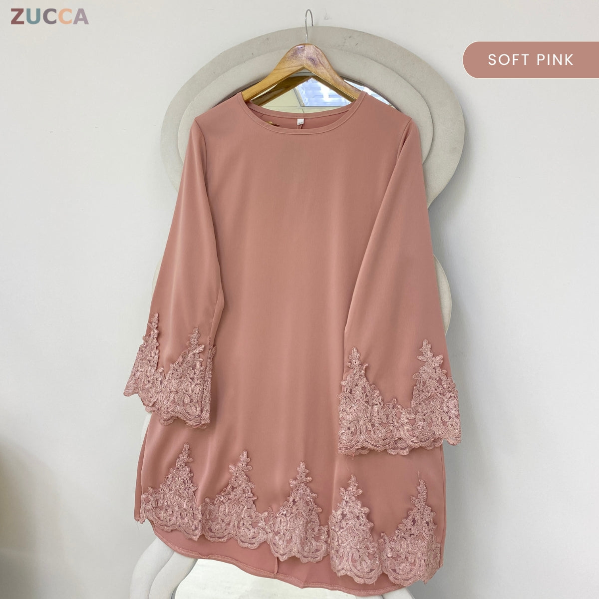ZUCCA AMELIA PREMIUM LACE SLEEVE KASUAL WOMEN MODEST TOP - GC008 (ST1040)