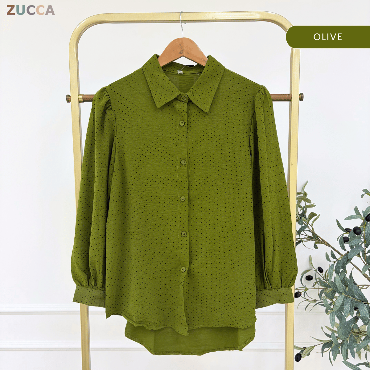 ZUCCA LULU CASUAL POLKA DOT PUFF SLEEVE BLOUSE- GC009 GC010 KS472