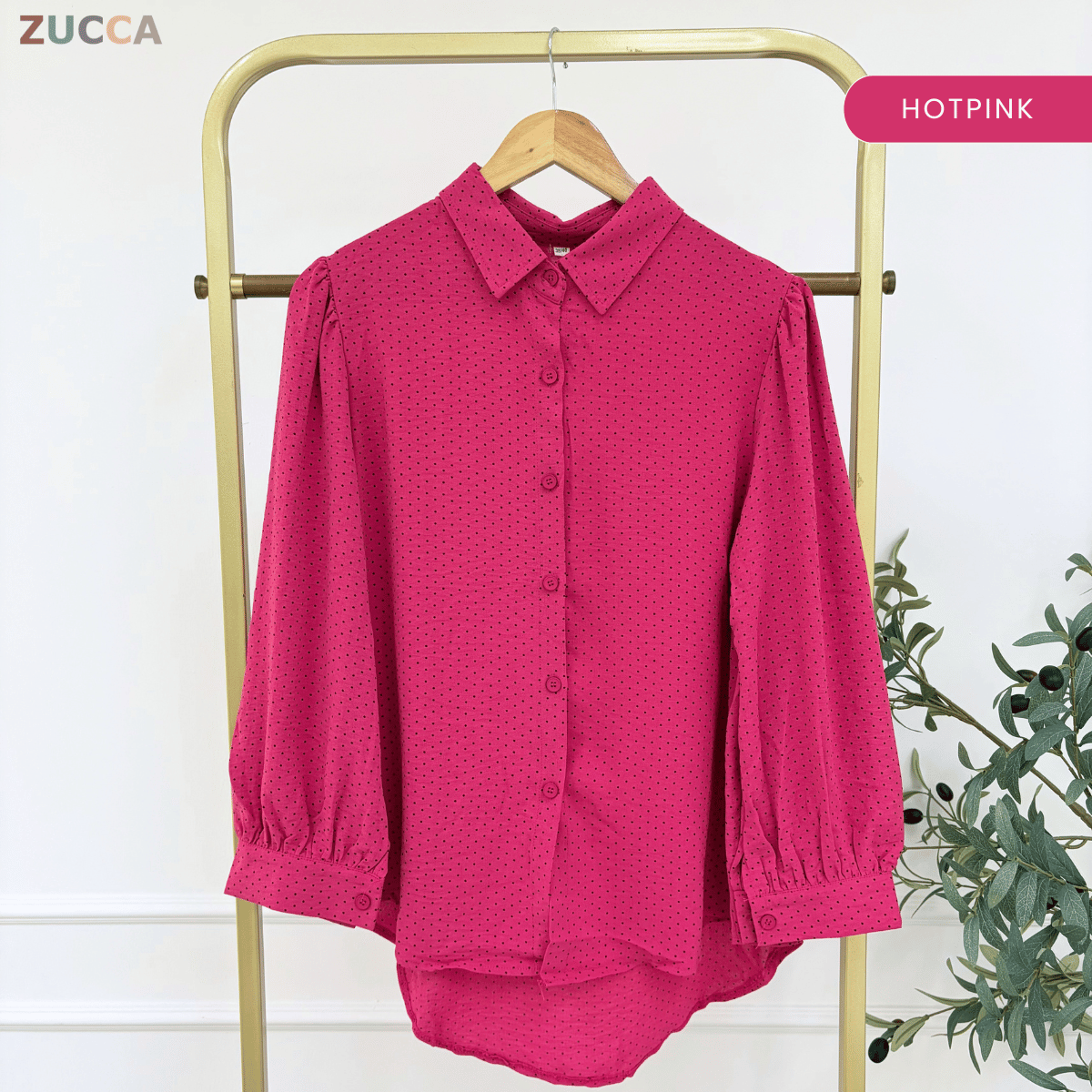 ZUCCA LULU CASUAL POLKA DOT PUFF SLEEVE BLOUSE- GC009 GC010 KS472