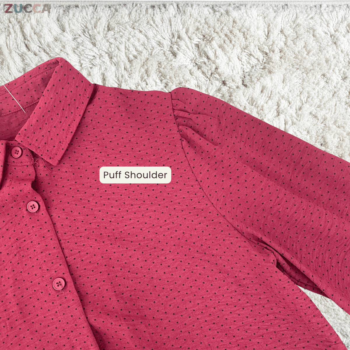 ZUCCA LULU CASUAL POLKA DOT PUFF SLEEVE BLOUSE- GC009 GC010 KS472