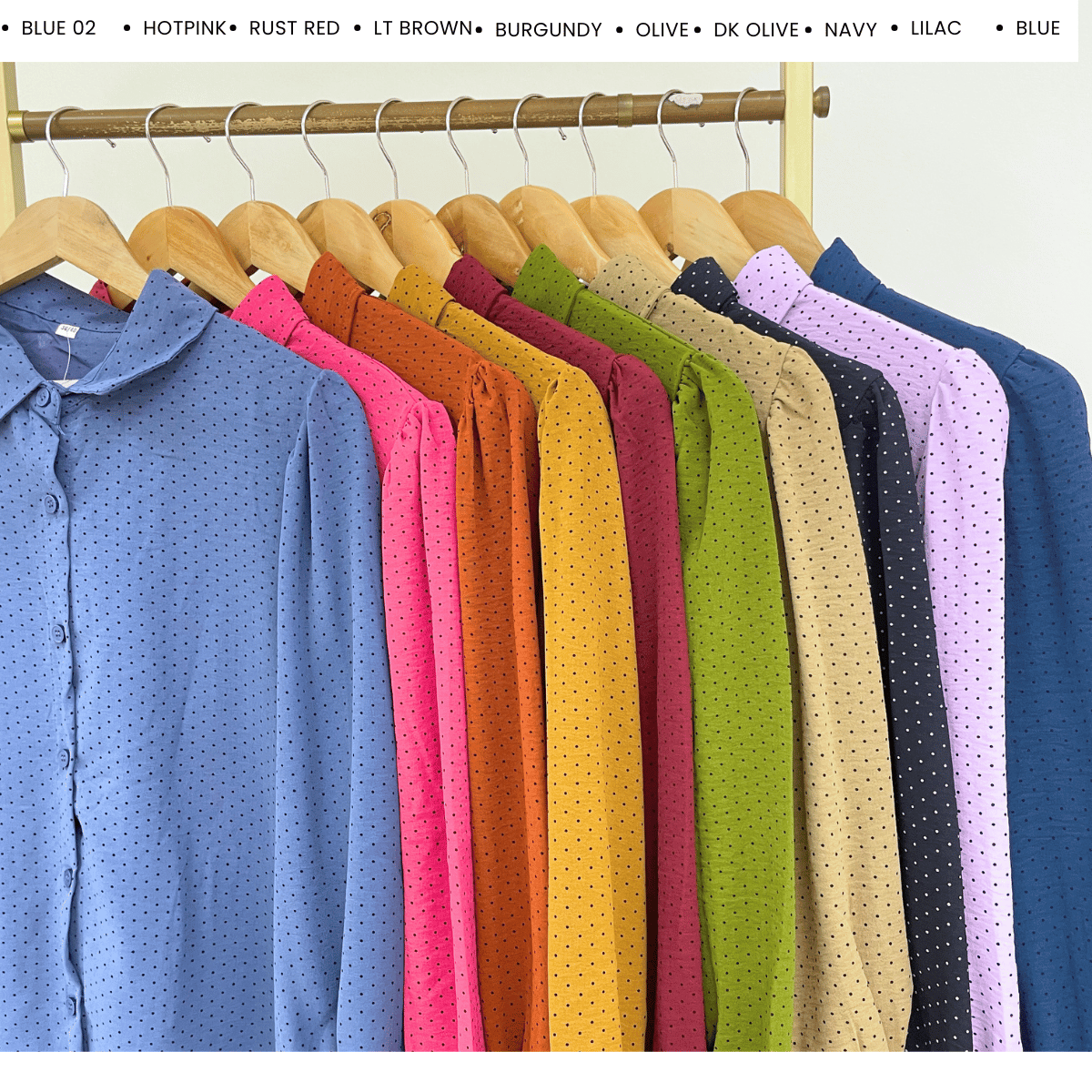 ZUCCA LULU CASUAL POLKA DOT PUFF SLEEVE BLOUSE- GC009 GC010 KS472