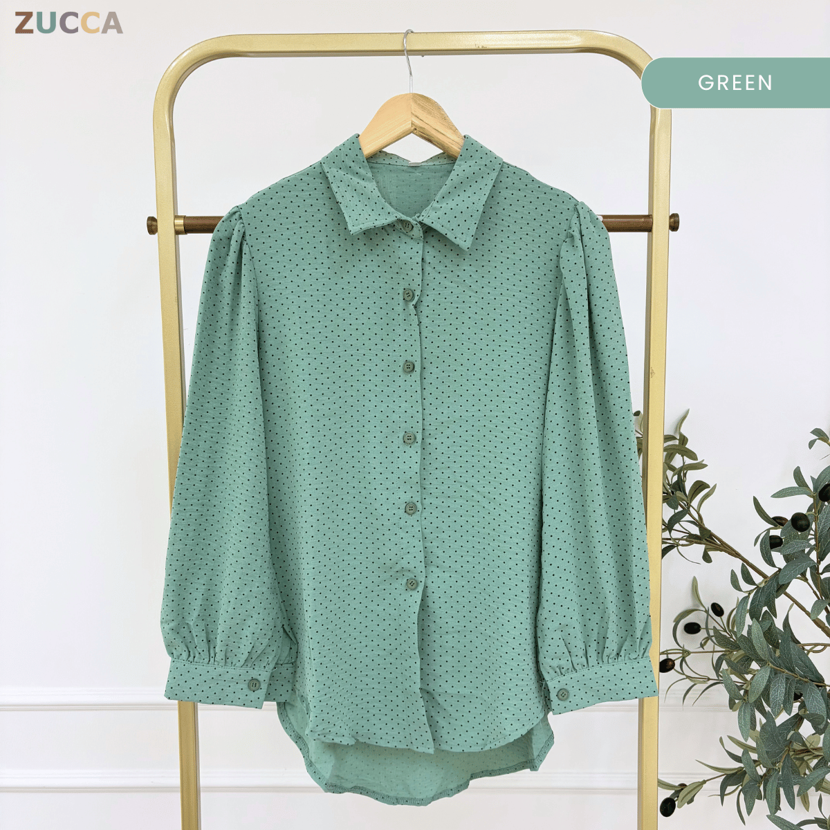 ZUCCA LULU CASUAL POLKA DOT PUFF SLEEVE BLOUSE- GC009 GC010 KS472
