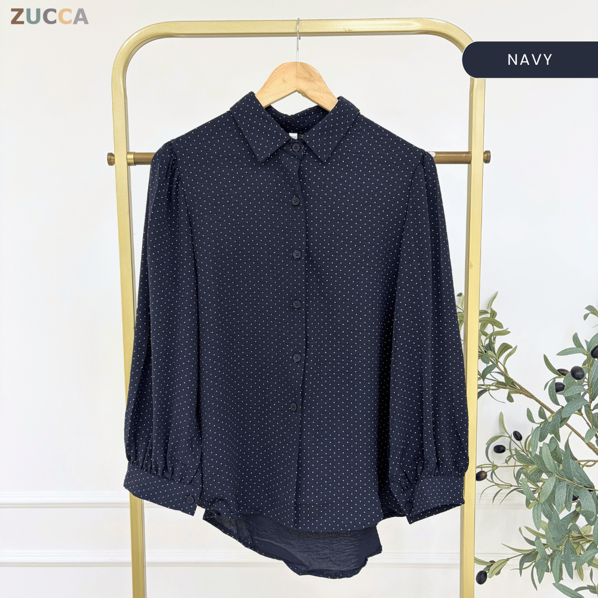 ZUCCA LULU CASUAL POLKA DOT PUFF SLEEVE BLOUSE- GC009 GC010 KS472