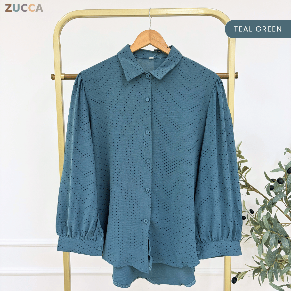ZUCCA LULU CASUAL POLKA DOT PUFF SLEEVE BLOUSE- GC009 GC010 KS472