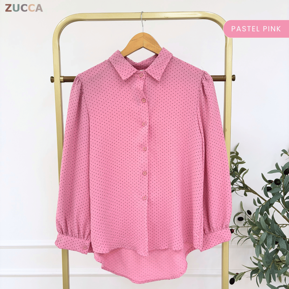 ZUCCA LULU CASUAL POLKA DOT PUFF SLEEVE BLOUSE- GC009 GC010 KS472