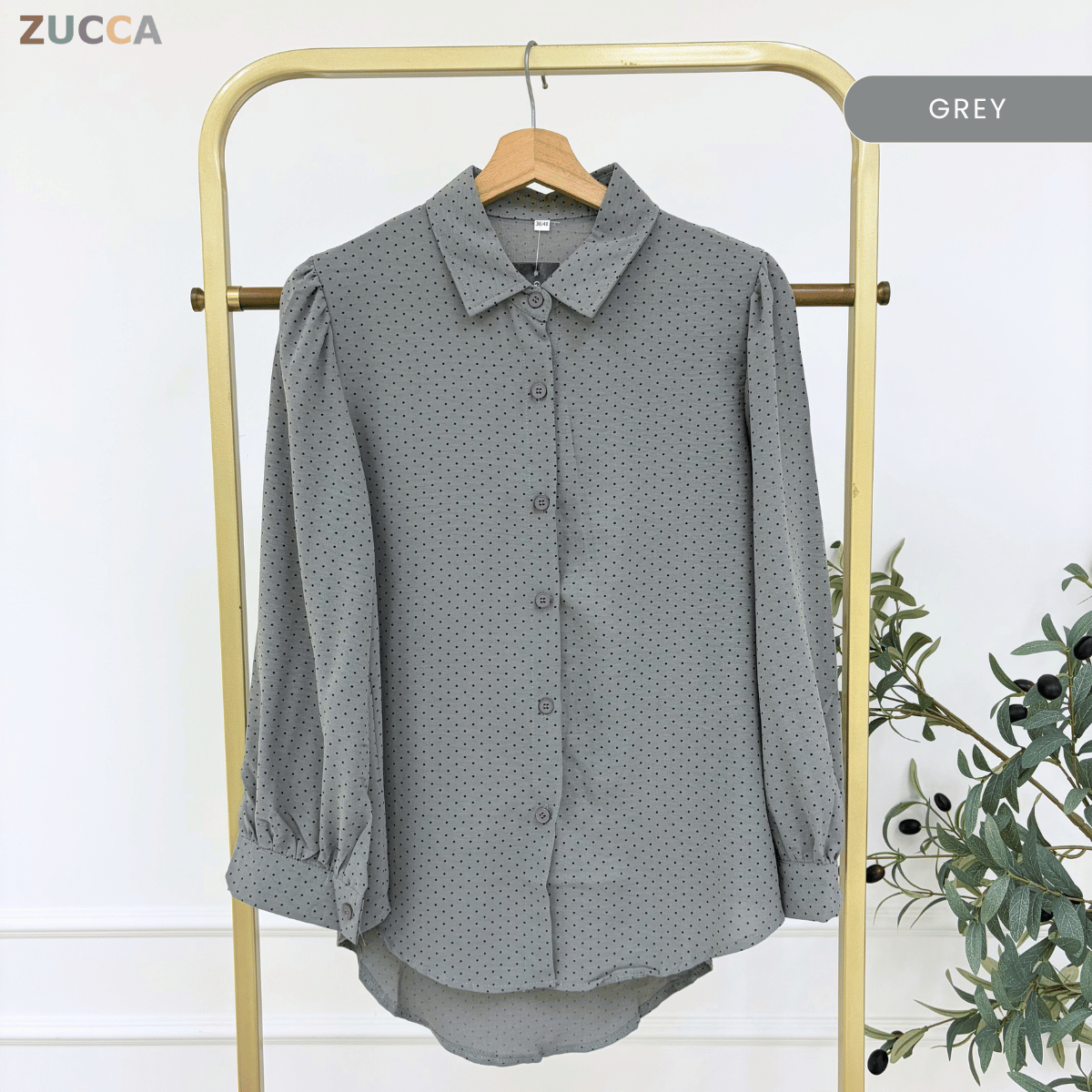 ZUCCA LULU CASUAL POLKA DOT PUFF SLEEVE BLOUSE- GC009 GC010 KS472