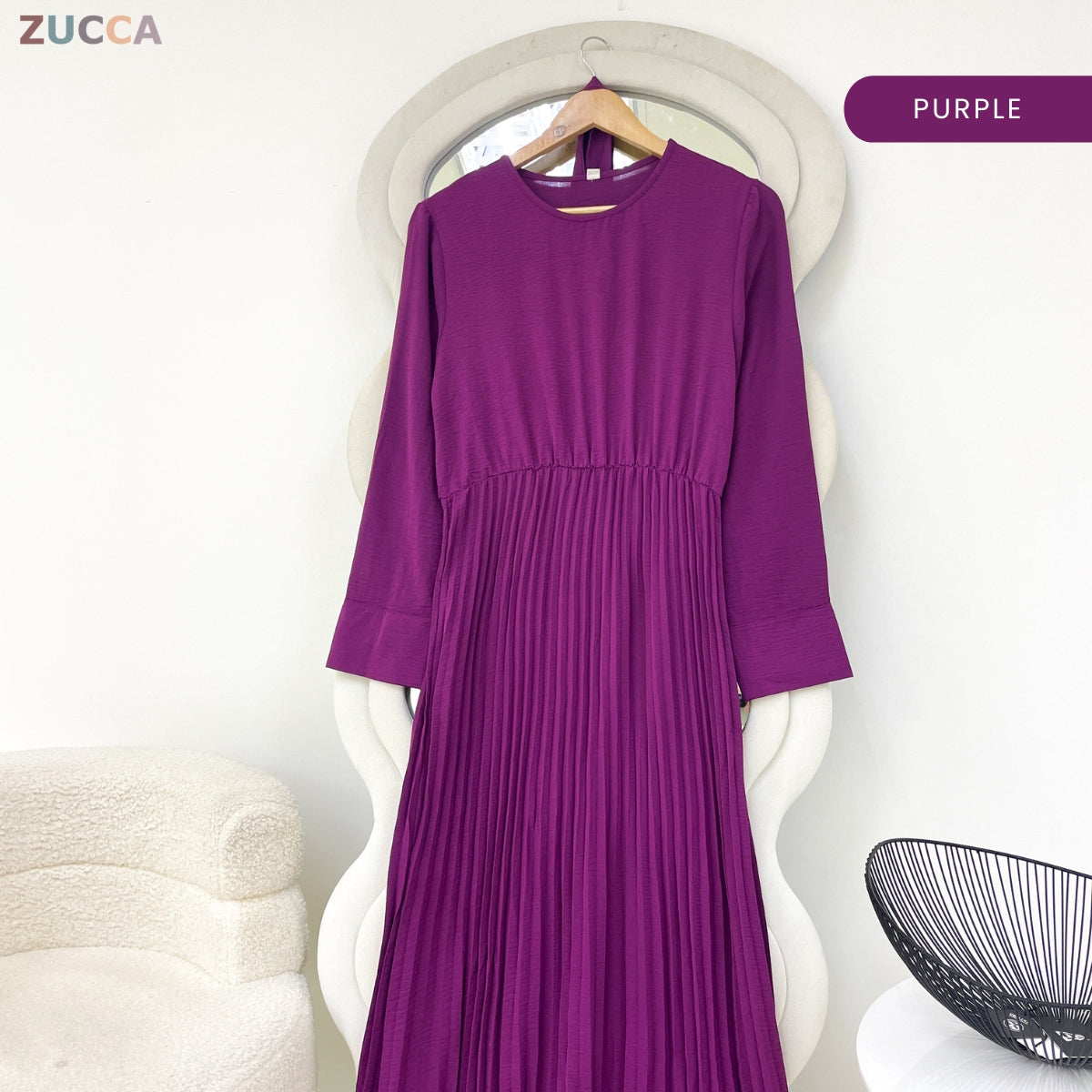 ZUCCA FREYA ELEGANT KASUAL WOMEN A-LINE PLEATED DRESS - GC012 (41708)