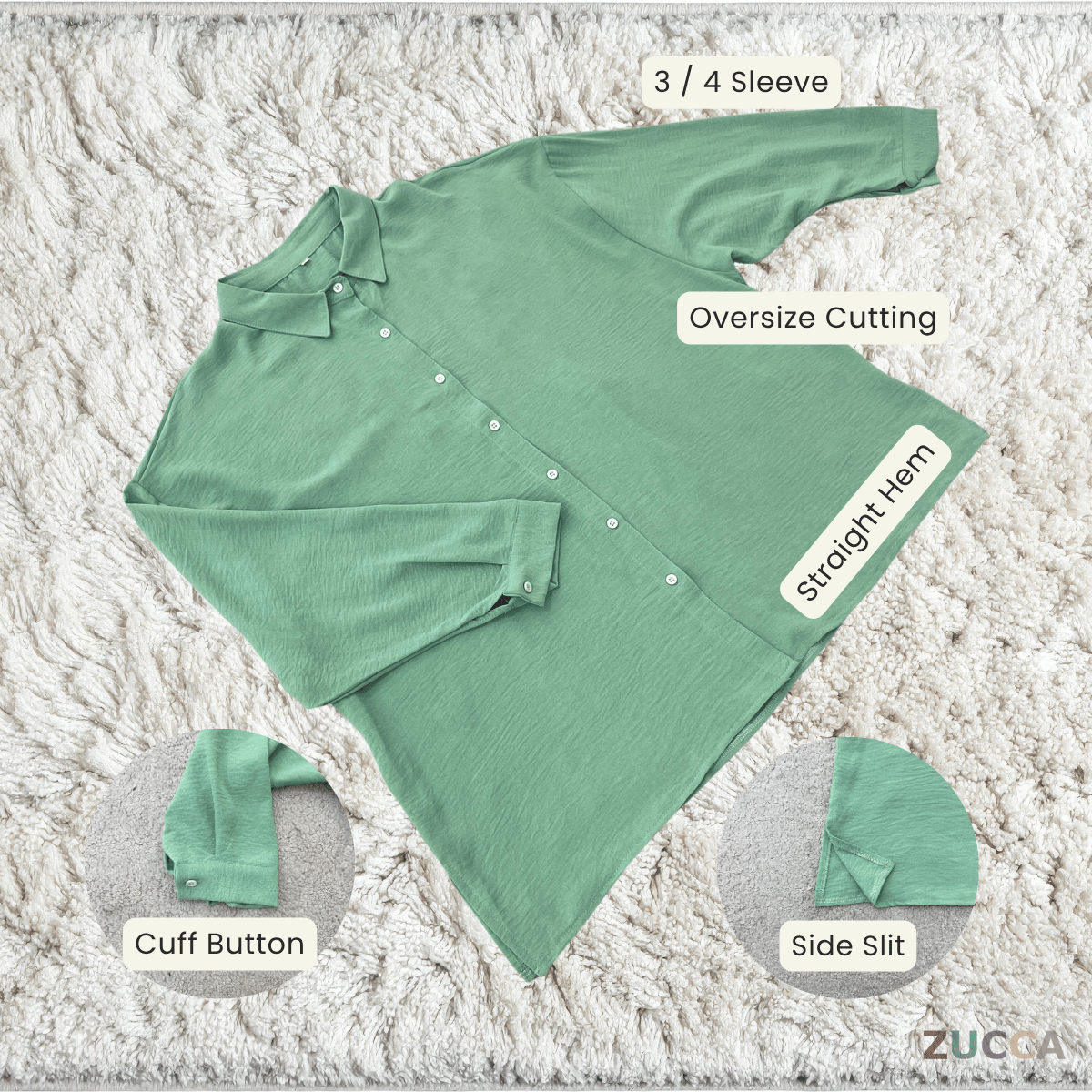 ZUCCA IZRENE EVERYDAY LOOSE COLLARED BLOUSE - GC014 (XF7379)