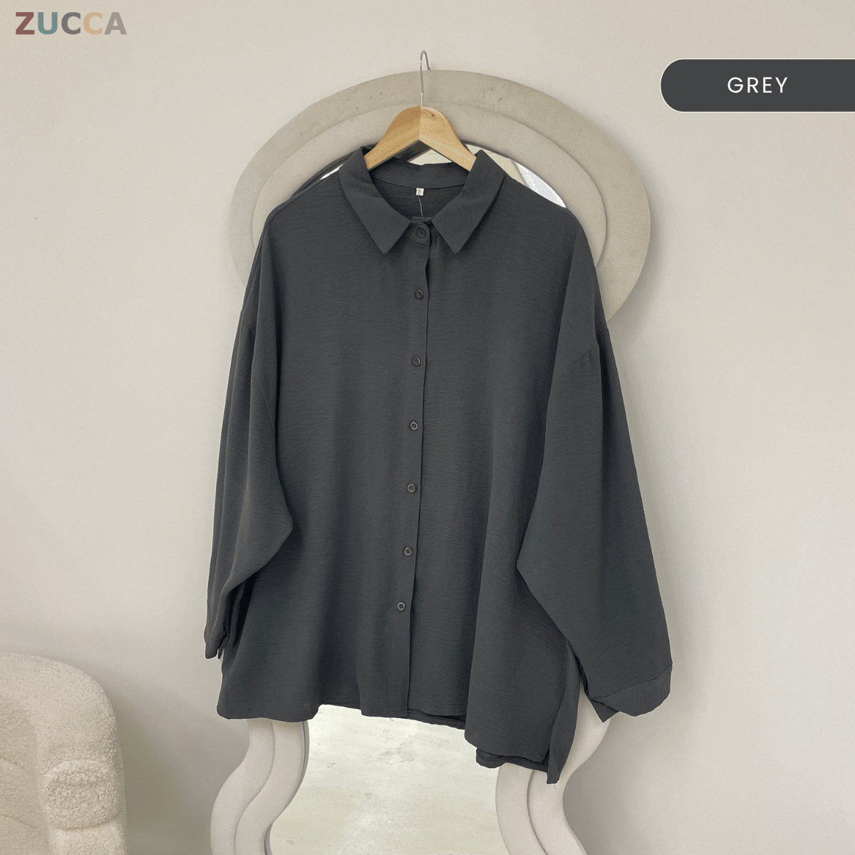 ZUCCA IZRENE EVERYDAY LOOSE COLLARED BLOUSE - GC014 (XF7379)