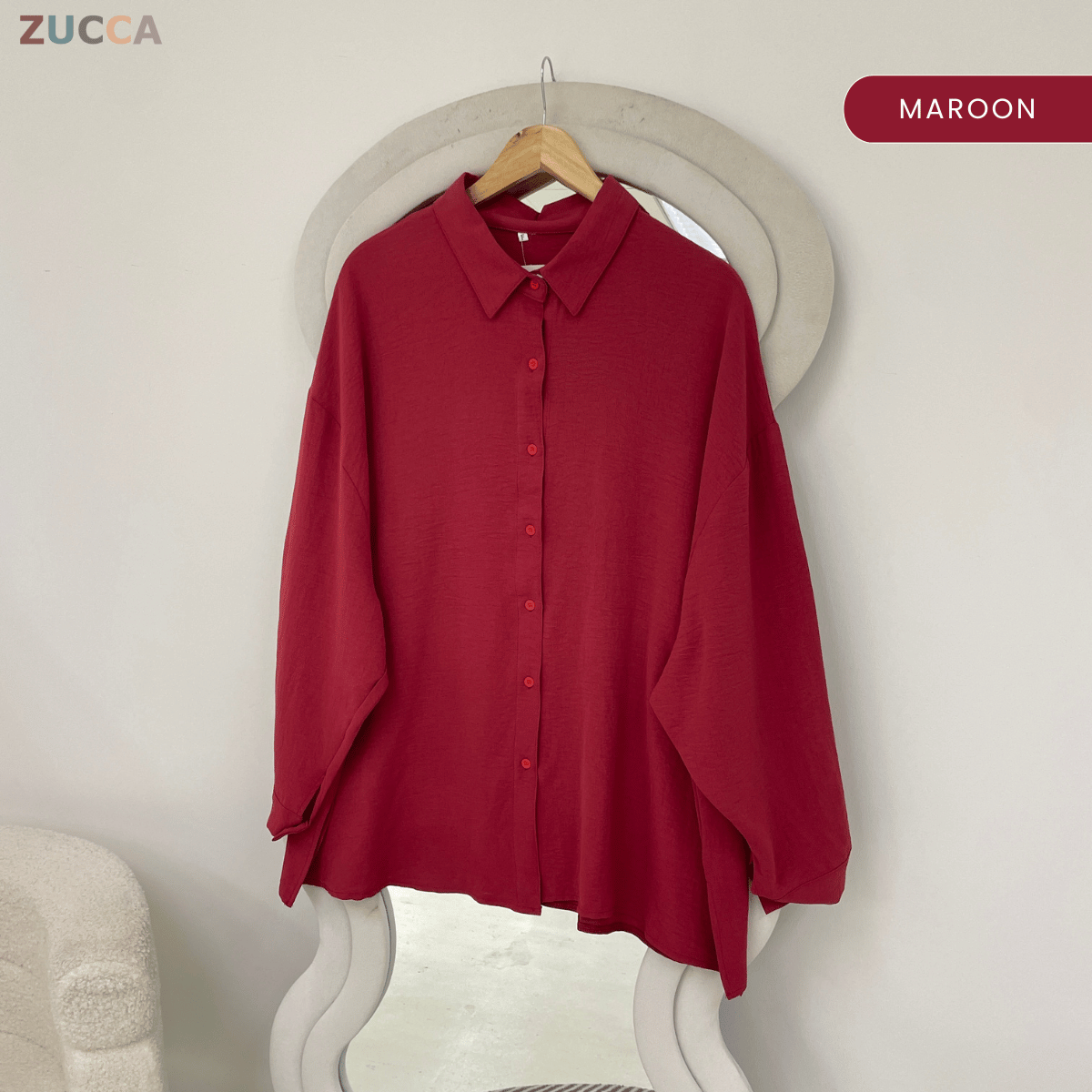 ZUCCA IZRENE EVERYDAY LOOSE COLLARED BLOUSE - GC014 (XF7379)