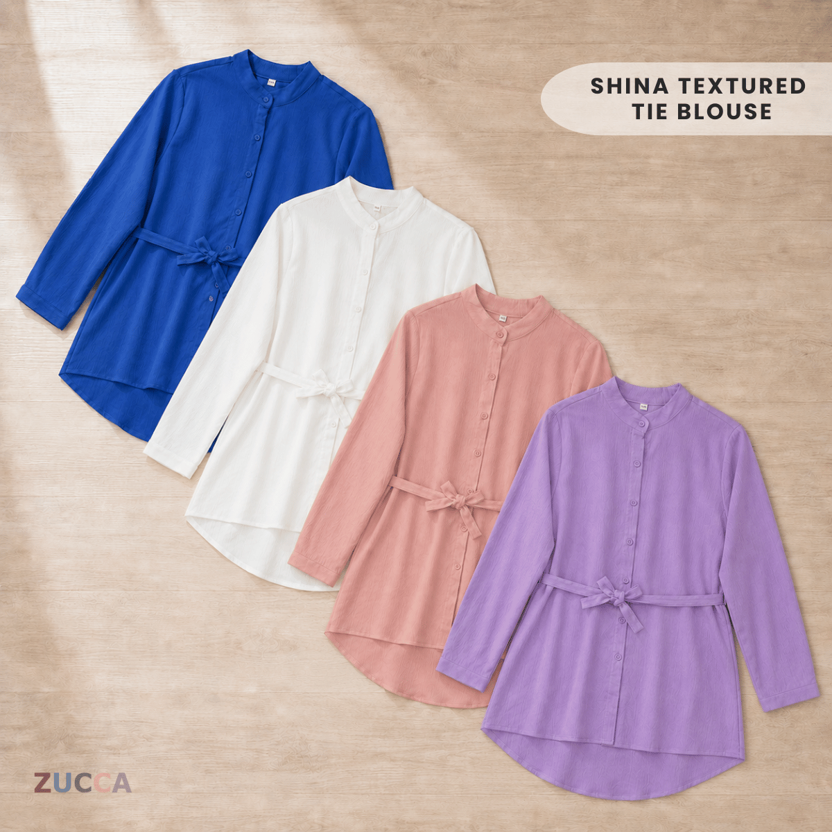ZUCCA SHINA TEXTURED TIE BLOUSE - GC017 (KS474-3840)