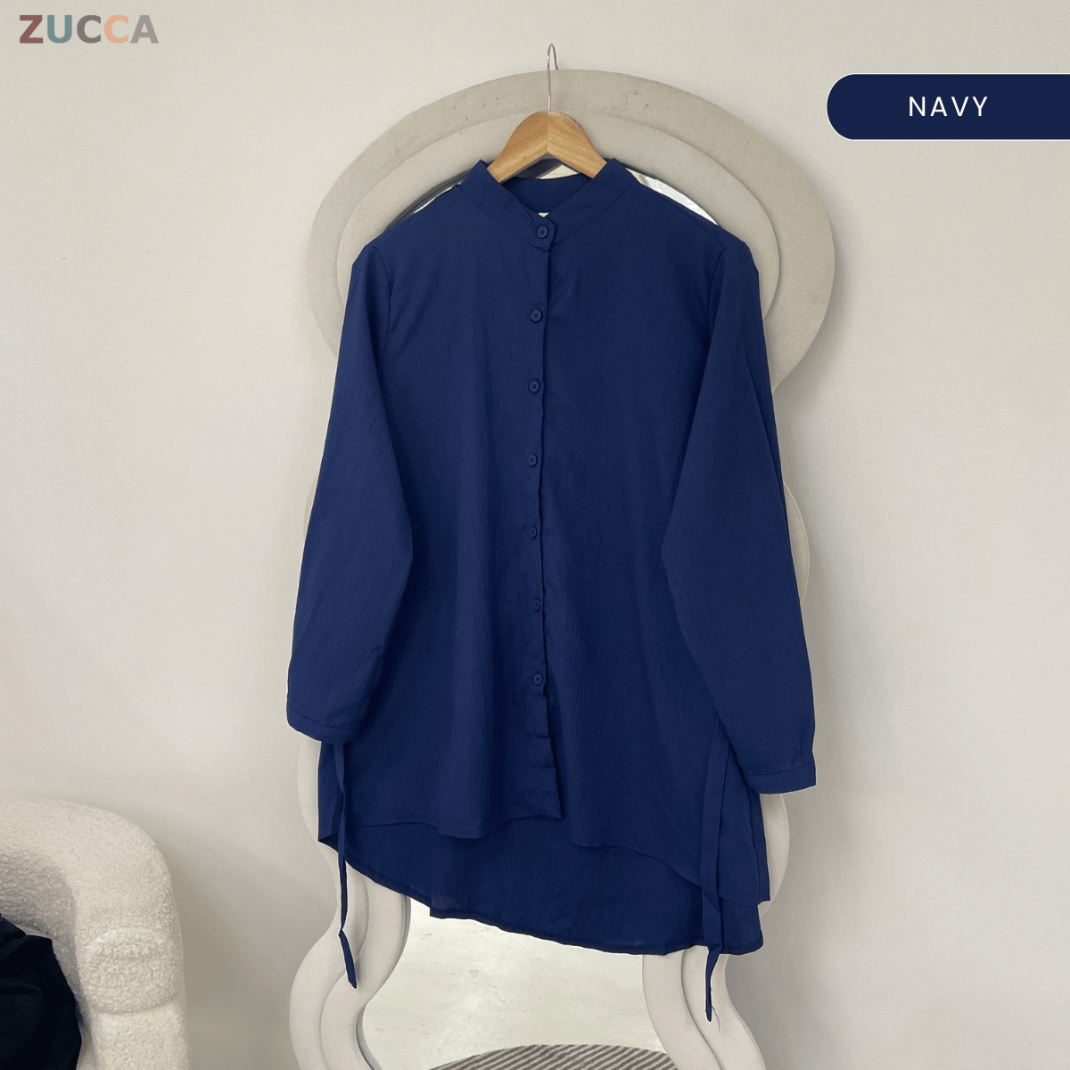 ZUCCA SHINA TEXTURED TIE BLOUSE - GC017 (KS474-3840)