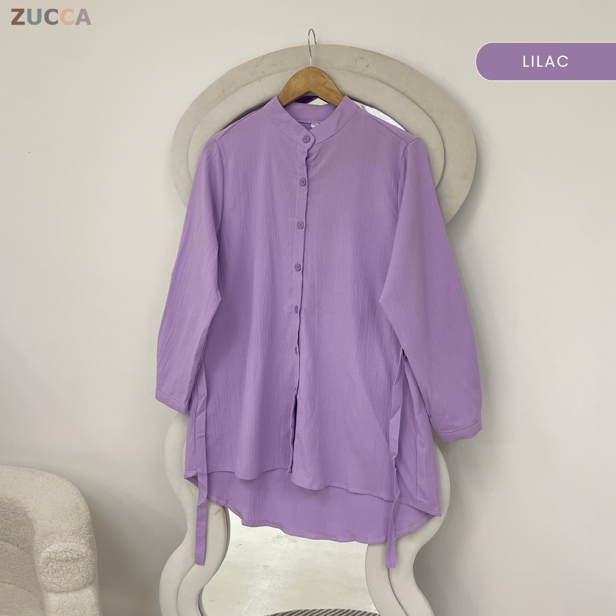 ZUCCA SHINA TEXTURED TIE BLOUSE - GC017 (KS474-3840)