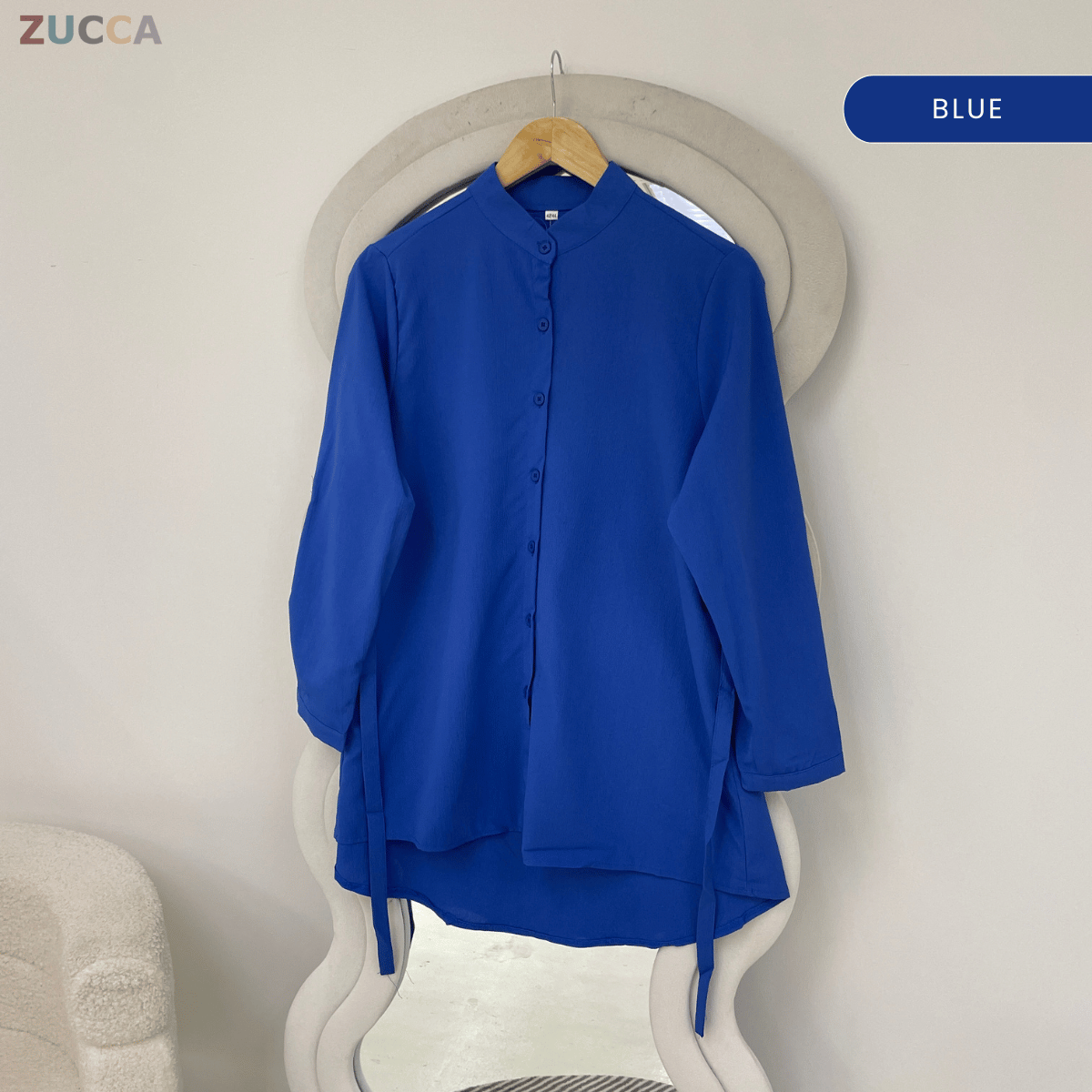 ZUCCA SHINA TEXTURED TIE BLOUSE - GC017 (KS474-3840)