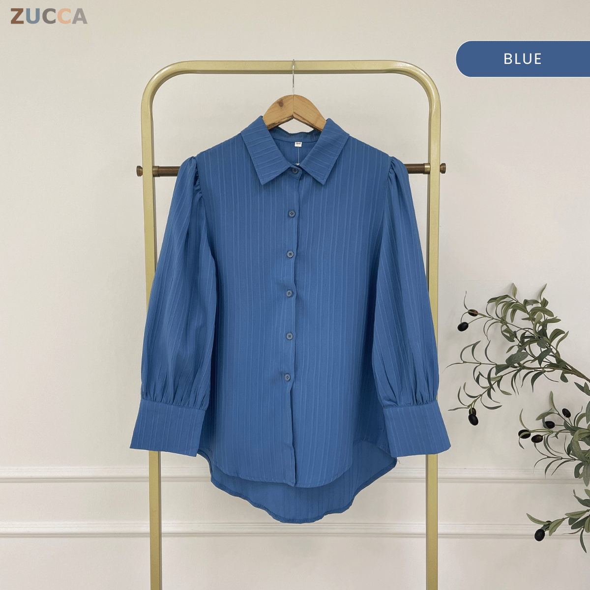 ZUCCA ELSA CLASSY STRIPED BUTTON BLOUSE-GC018(KS1013)