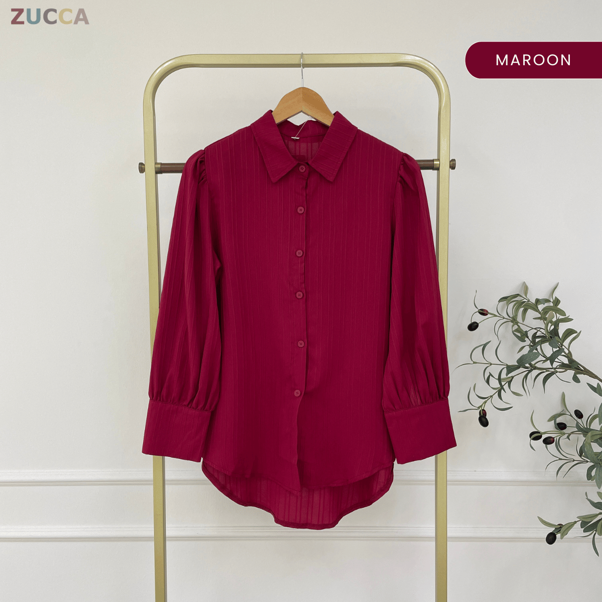 ZUCCA ELSA CLASSY STRIPED BUTTON BLOUSE-GC018(KS1013)