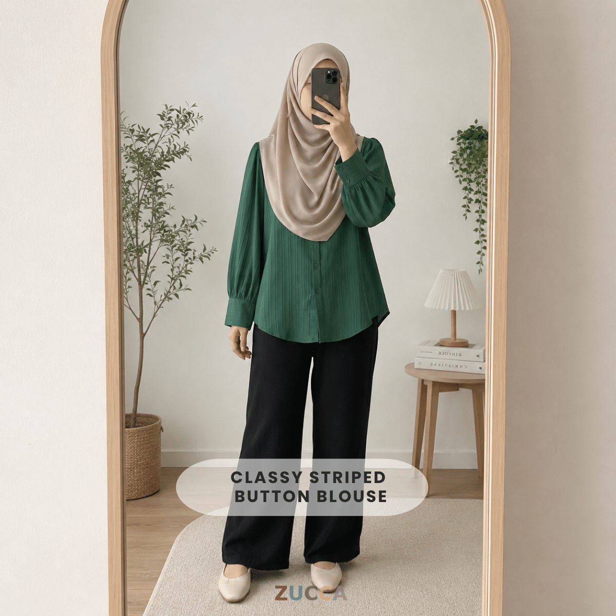ZUCCA ELSA CLASSY STRIPED BUTTON BLOUSE-GC018(KS1013)