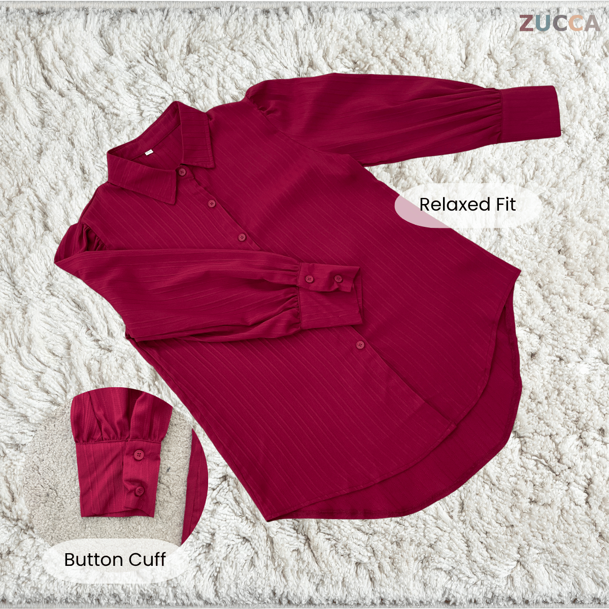 ZUCCA ELSA CLASSY STRIPED BUTTON BLOUSE-GC018(KS1013)