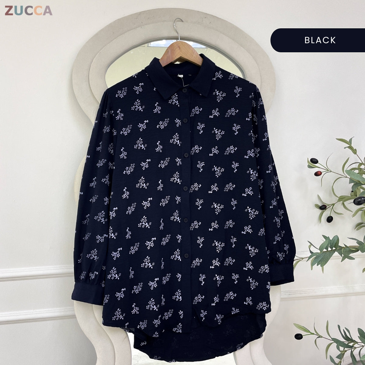 ZUCCA ERINA WOMEN PRINTED FULL BUTTON LONG SLEEVE BLOUSE - GC020 (KS8808-3840)